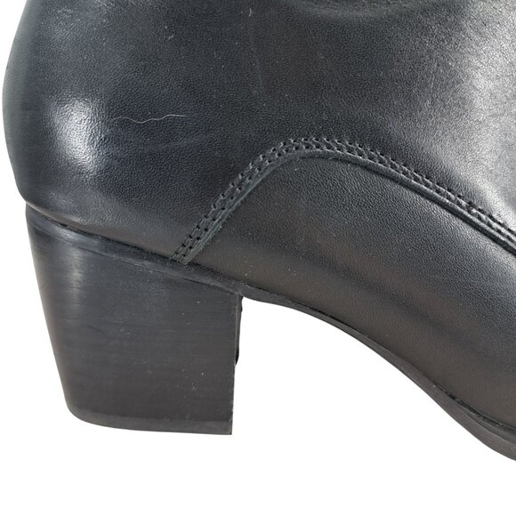 Aetrex Rubi Black Leather Comfort Ankle Boots Size 40 US 9-9.5 Classic Heel - Picture 12 of 13